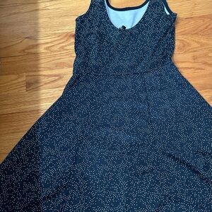 H&M Navy Polka Dot Sleeveless Midi Dress